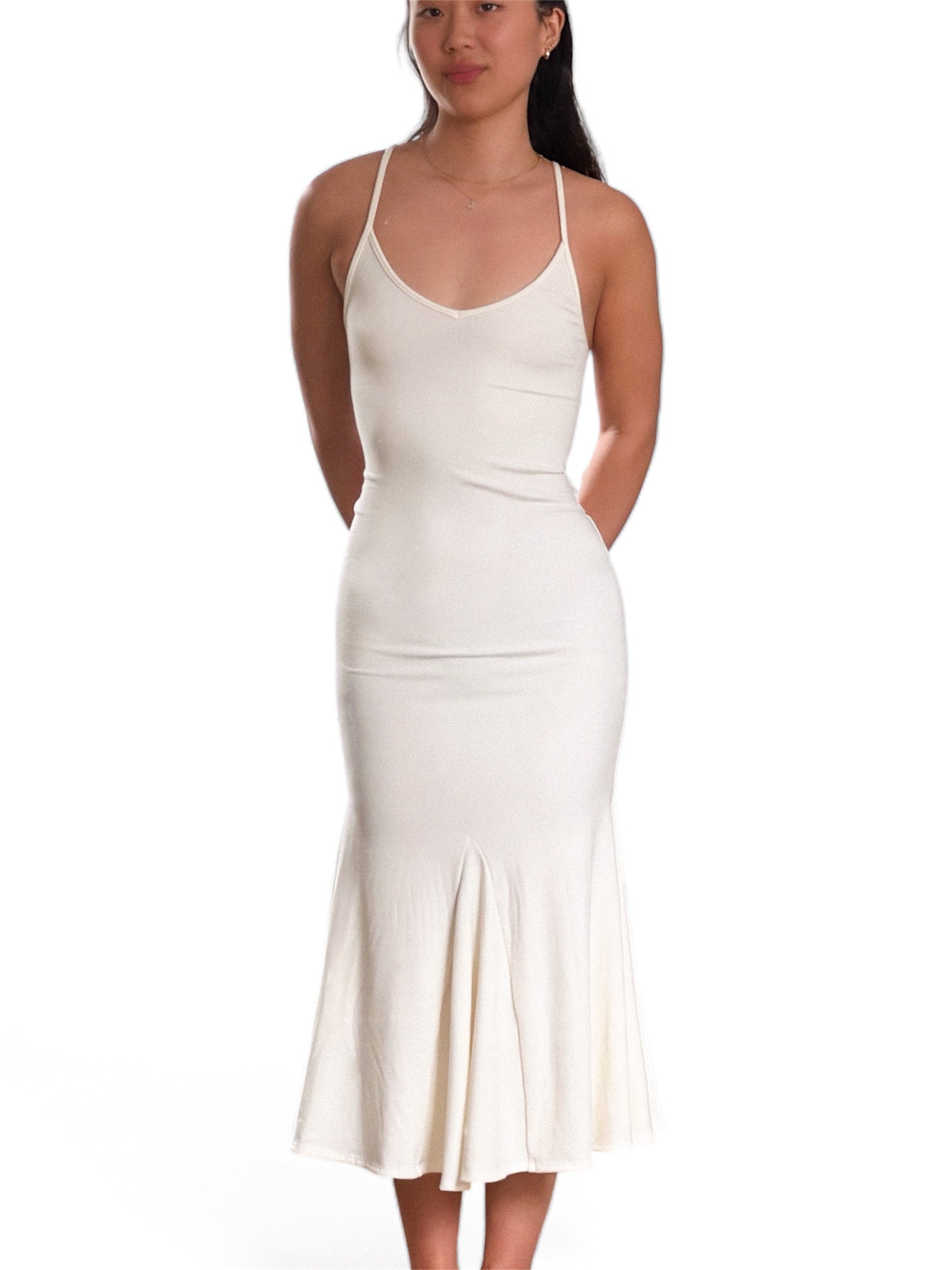 white midi maxi dress MIDI MAXI DRESS