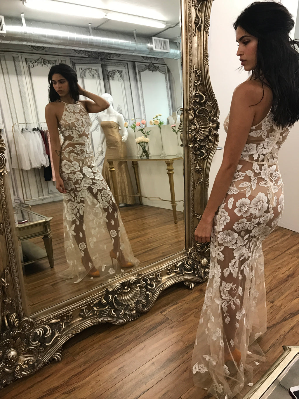 IVORY EMBROIDERED GOWN