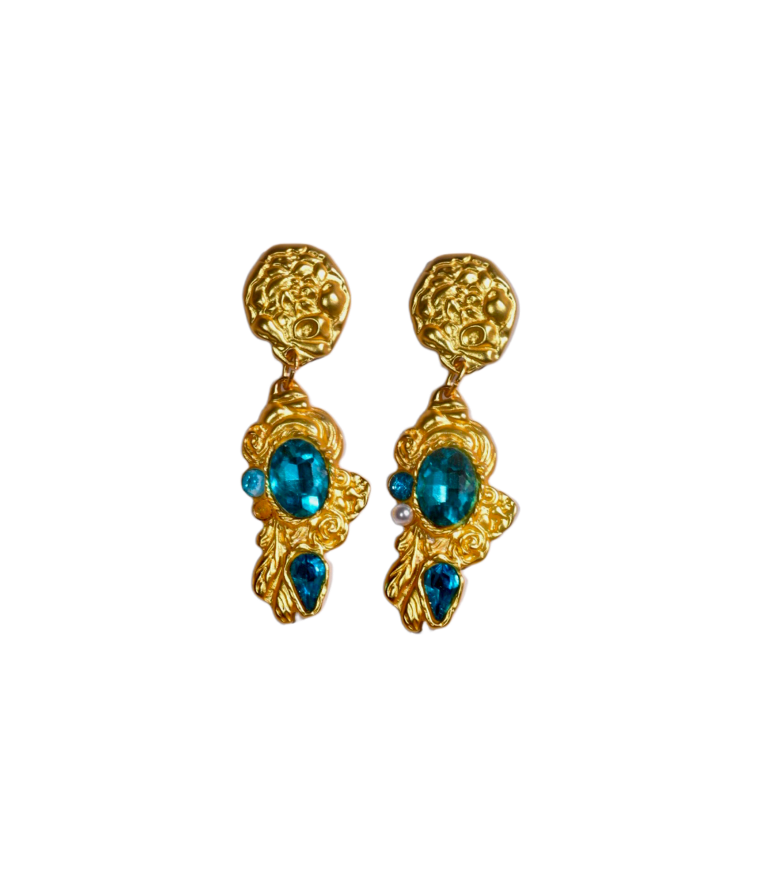 BLUE CHANDELIER EARRINGS - Lurelly