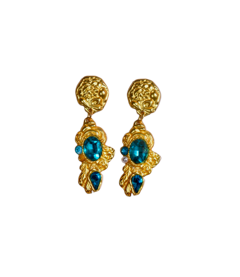 BLUE CHANDELIER EARRINGS - Lurelly