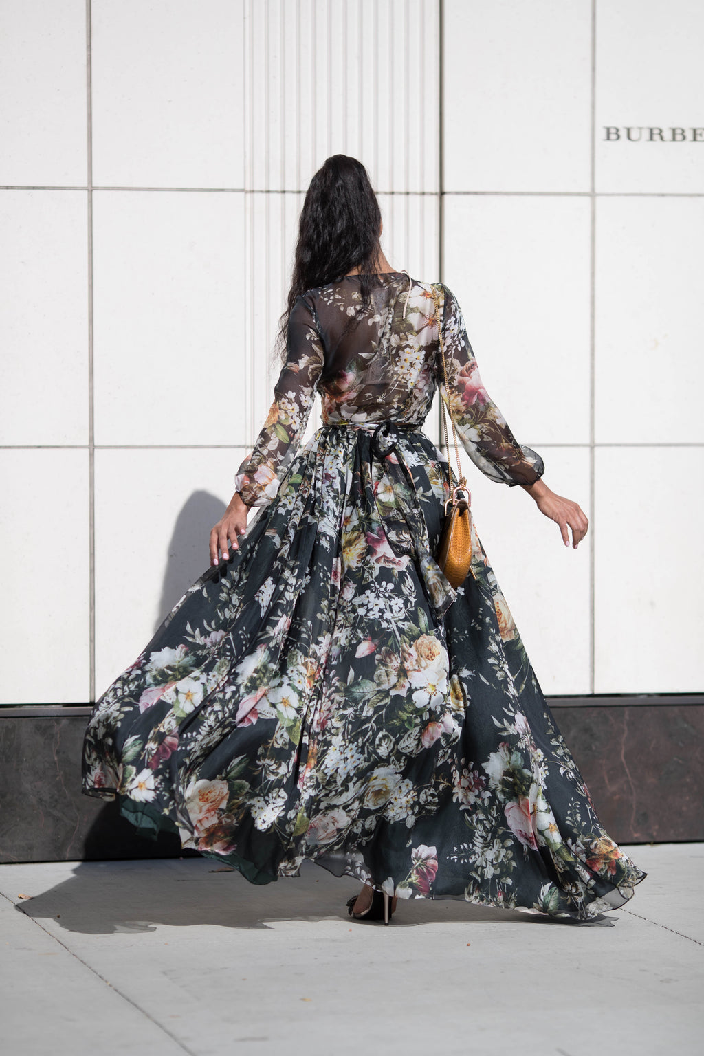 OLIVE FLORAL SILK SKIRT