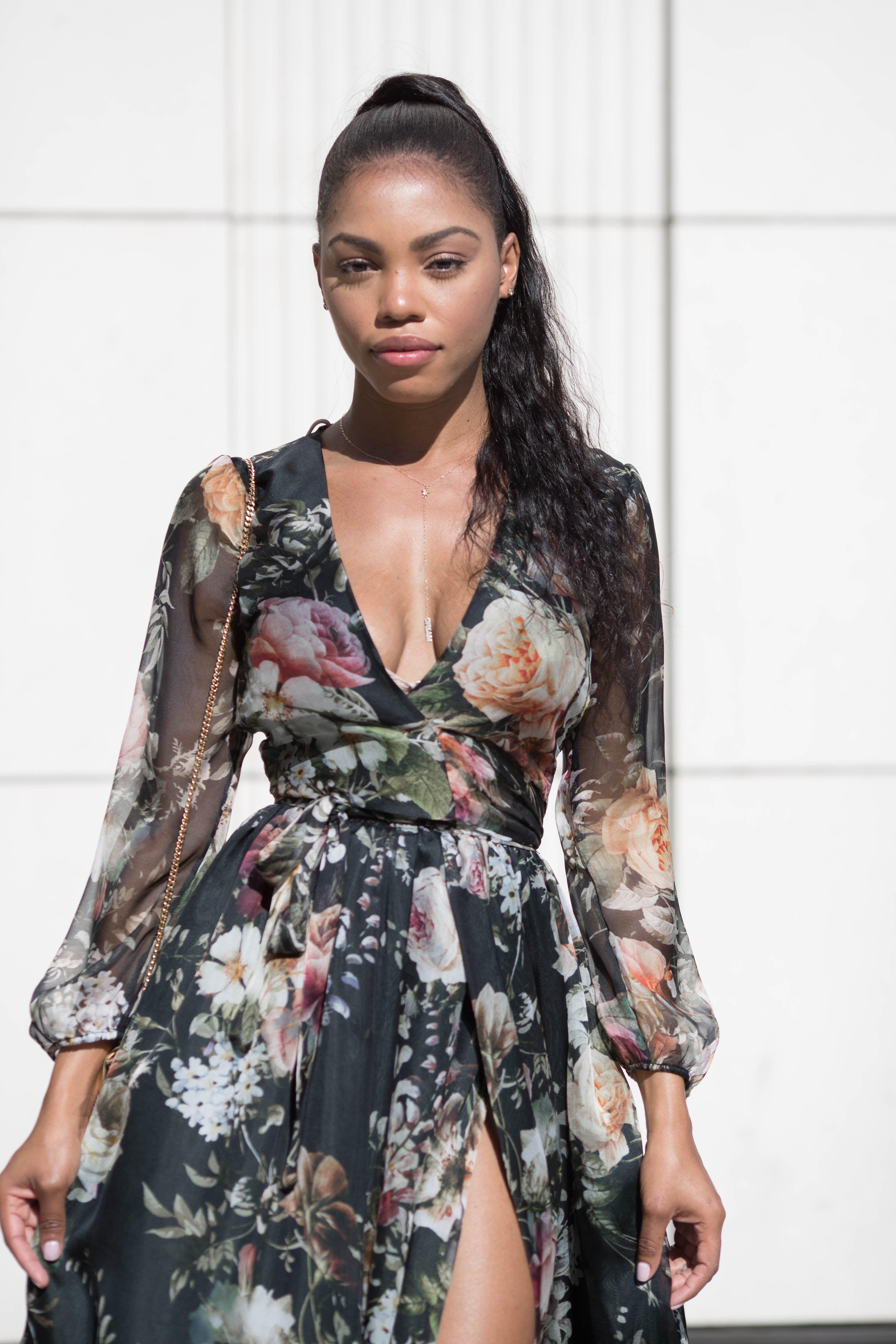 OLIVE FLORAL SILK SKIRT