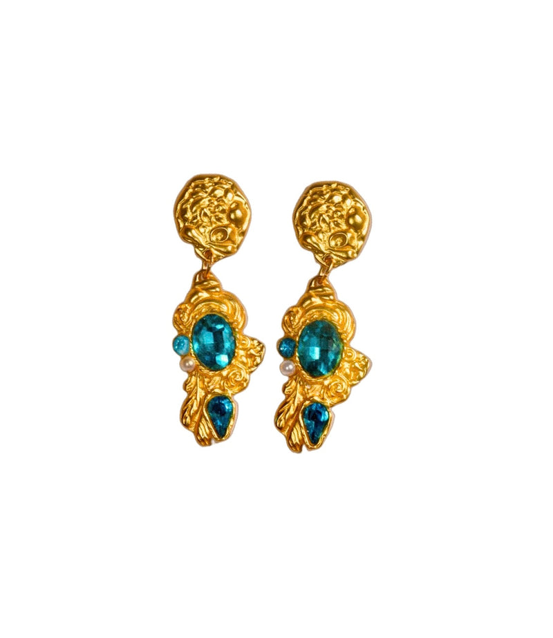 BLUE CHANDELIER EARRINGS - Lurelly