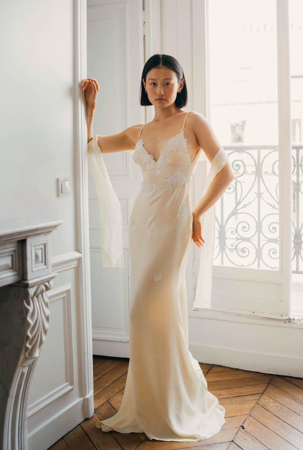 FRENCH LACE SILK GOWN