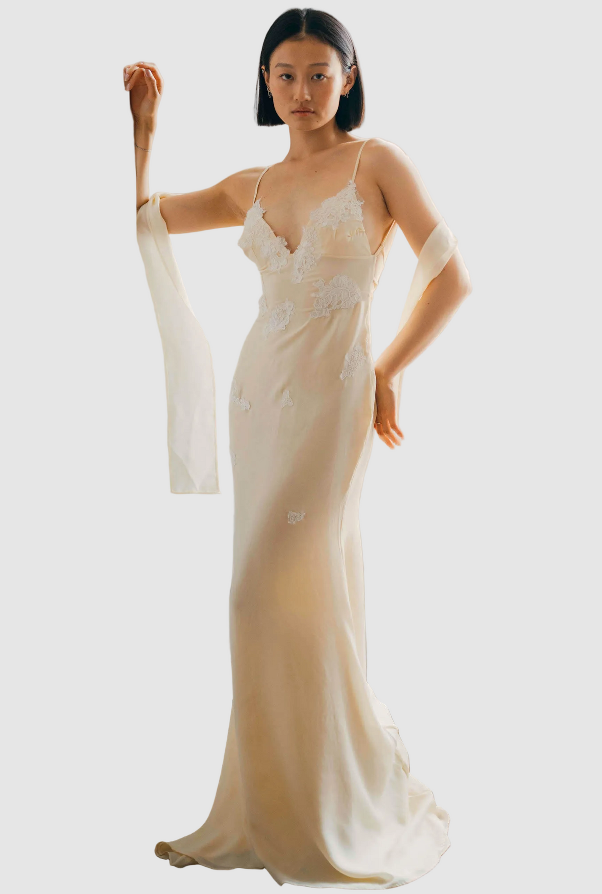 FRENCH LACE SILK GOWN
