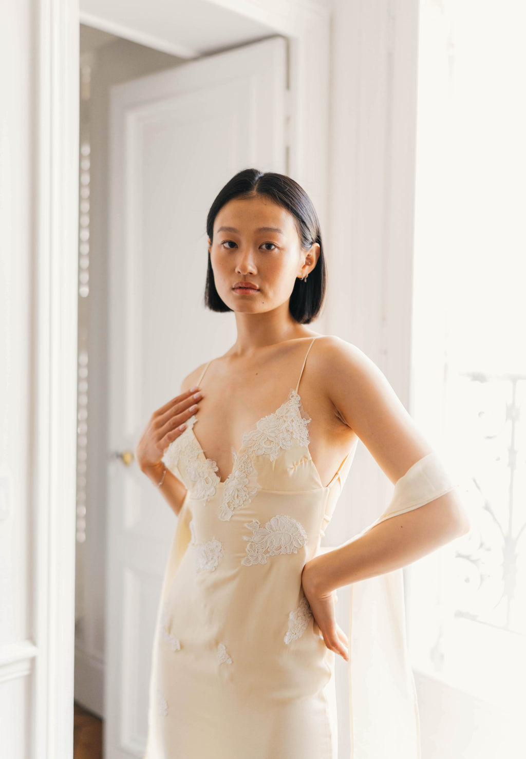 FRENCH LACE SILK GOWN