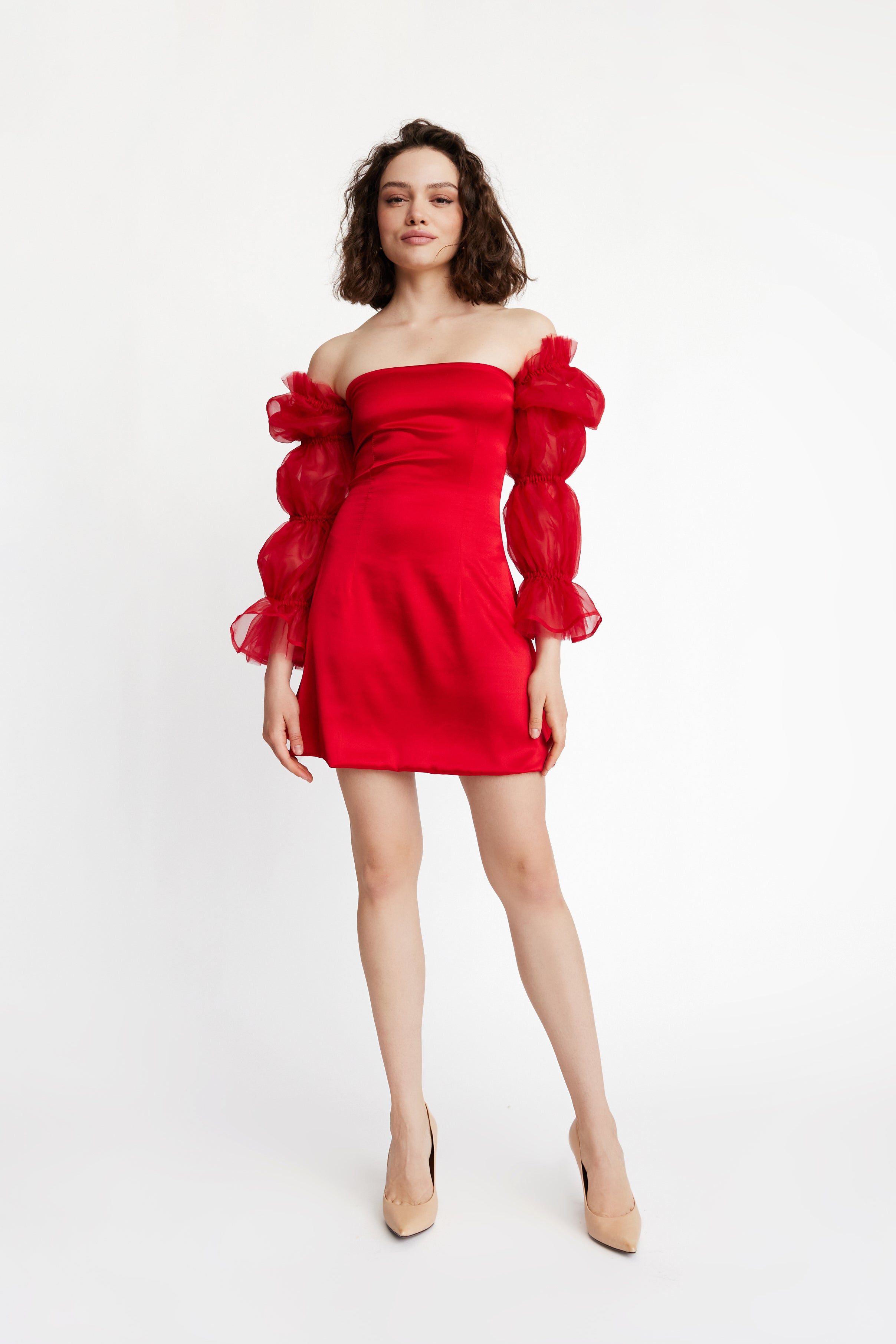 CLOUD SILK DRESS (RED) SALE - Lurelly