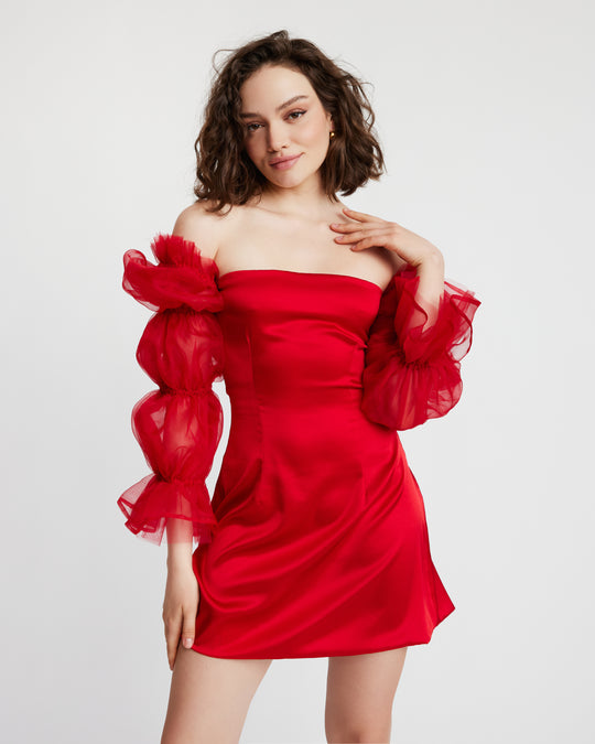 CLOUD SILK DRESS (RED) SALE